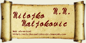 Milojko Maljoković vizit kartica
